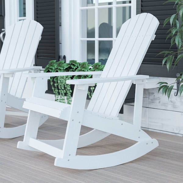 Flash Furniture White Poly Resin Adirondack Style Rocking Chair JJ-C14705-WH-GG - main